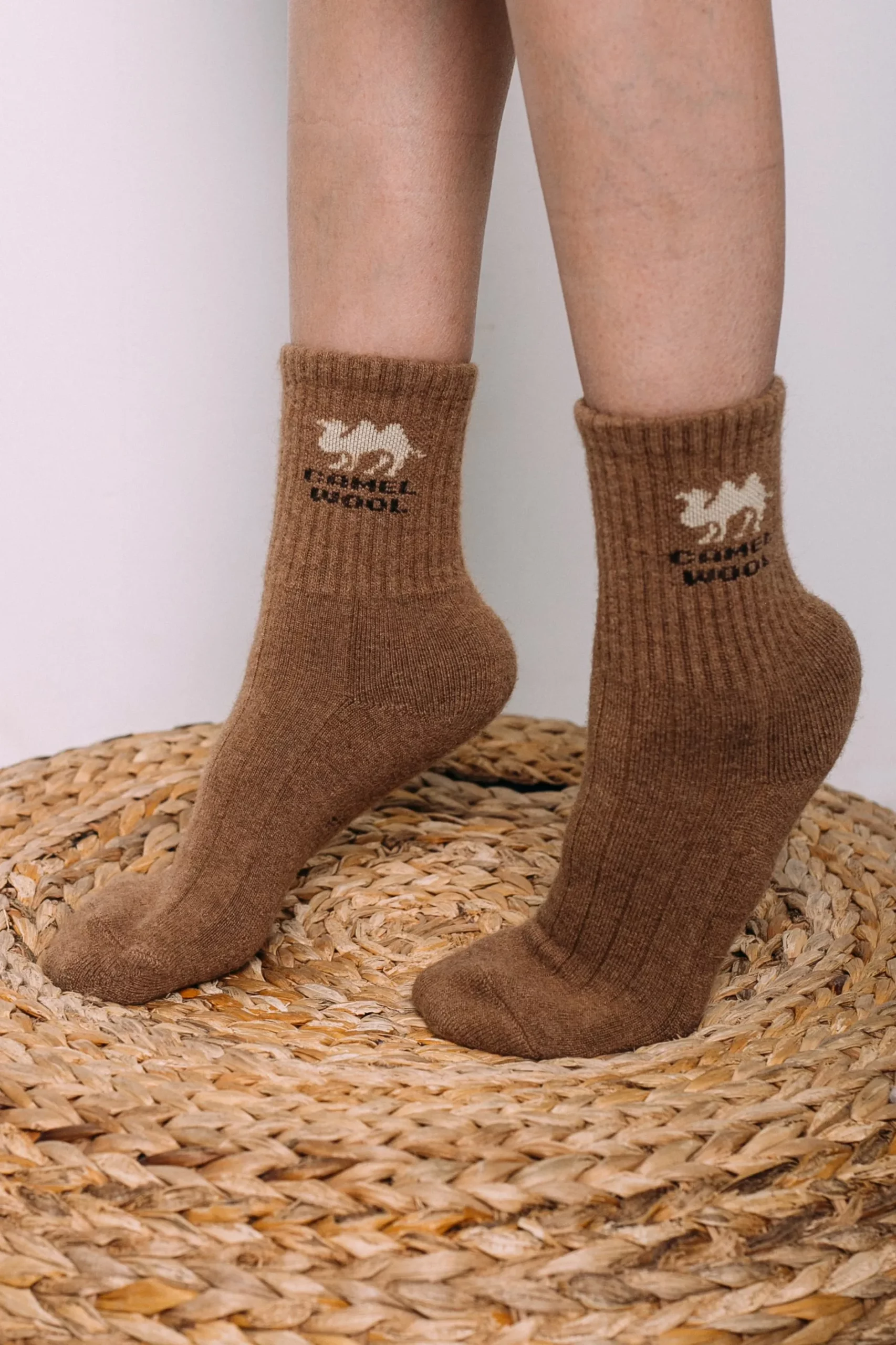 wearing camel socks